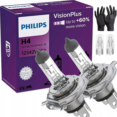 Żarówki philips h4 visionplus +60% więcej światła 