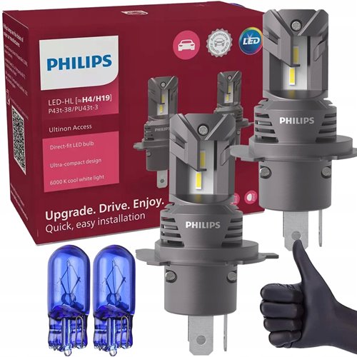 Mocne żarówki led h4 / h19 philips ultinon access łatwy montaż białe 6000k