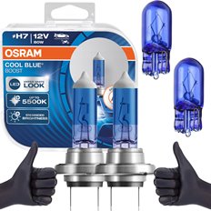 Mocne białe żarówki h7 osram cool blue boost hyper led look zestaw +w5w